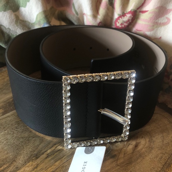 ANTHROPOLOGIE sz Small B-Lo-The--LEATHER Belt Rhinestone Buckle Wide Thick $228 - Picture 9 of 16